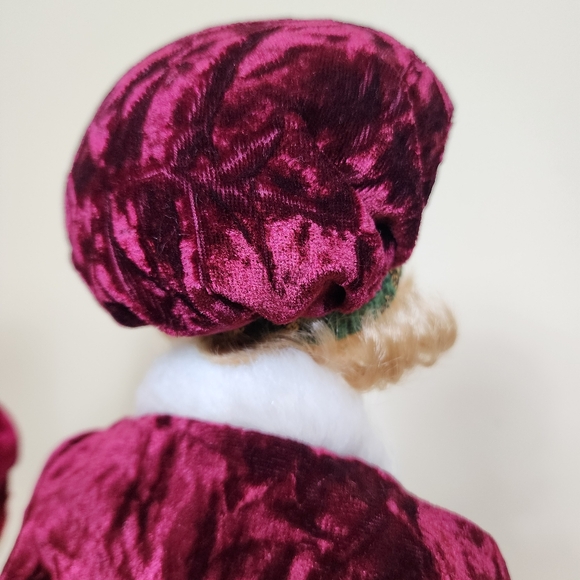 Red Velvet Velour Victorian Girl and Boy Christmas Caroler Set Christmas Decor - Picture 9 of 11
